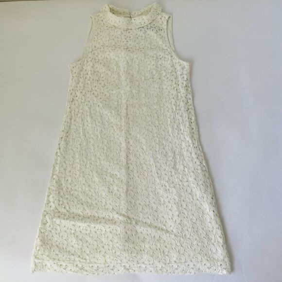 Zara Dress Women Small Lace White Ivory High Neck Preppy Twee Feminine Bridal - Picture 1 of 14